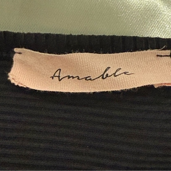 Amable By Mable Midi Dress Cutout One Shoulder Ribbed Black Small Cocktail Party - Picture 6 of 8